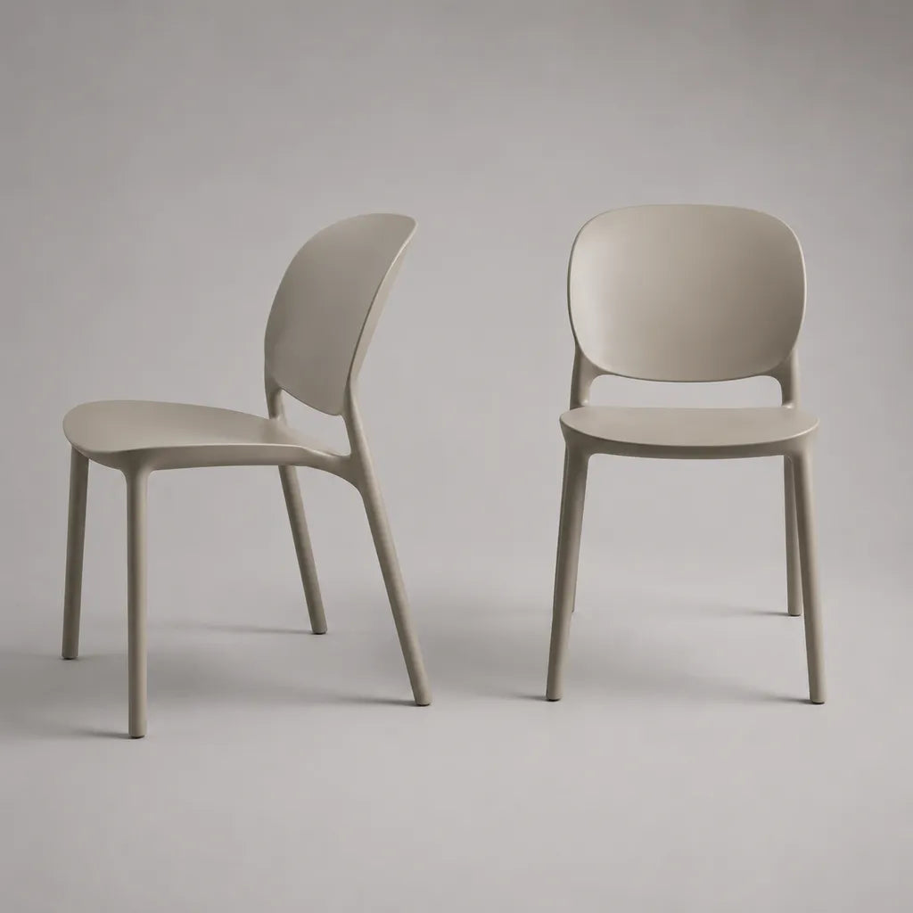 Chaises-salle à manger en polypropylène, set de 2 pièces, beige, 49 × 53 × 80 cm