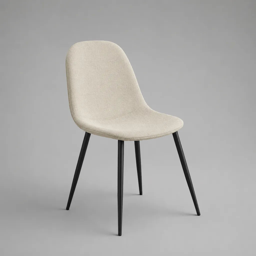 Chaise rembourrée en crème/noir, 84 × 49 × 56 cm, housse en polyester, mousse de polyuréthane et pieds en acier