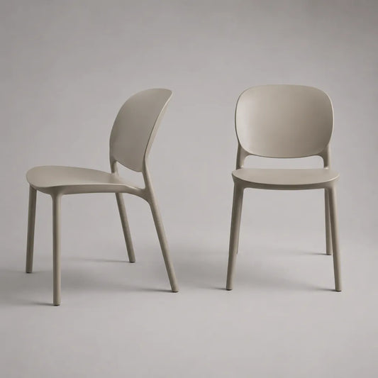 Chaises-salle à manger en polypropylène, set de 2 pièces, beige, 49 × 53 × 80 cm