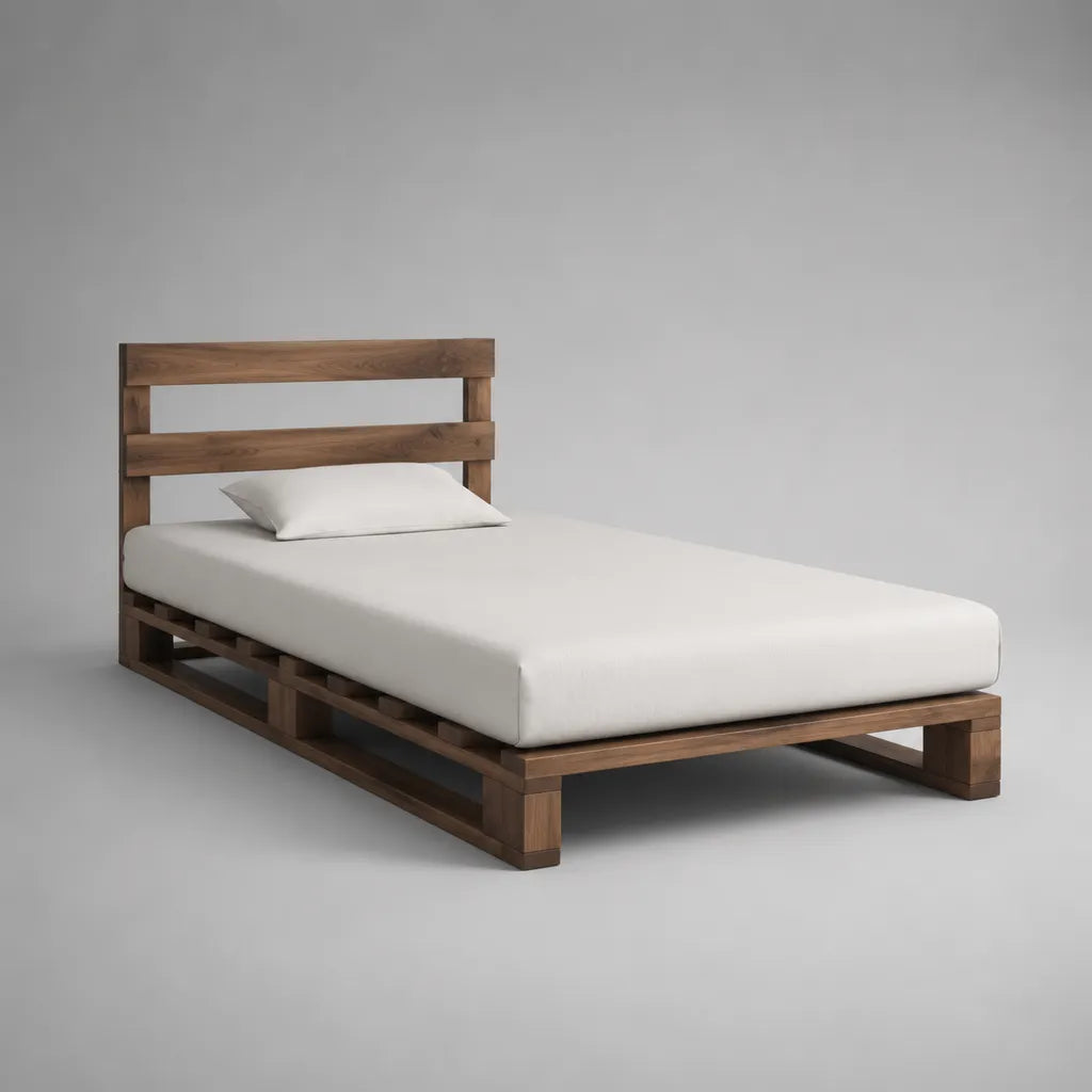 Armoire simple avec grille de lattes en bois massif de pin, brun foncé, 98 × 208 × 90 cm, couchage 90 × 200 cm