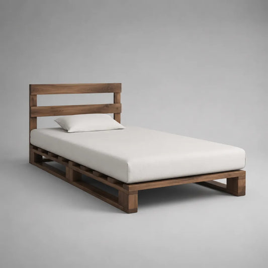 Armoire simple avec grille de lattes en bois massif de pin, brun foncé, 98 × 208 × 90 cm, couchage 90 × 200 cm