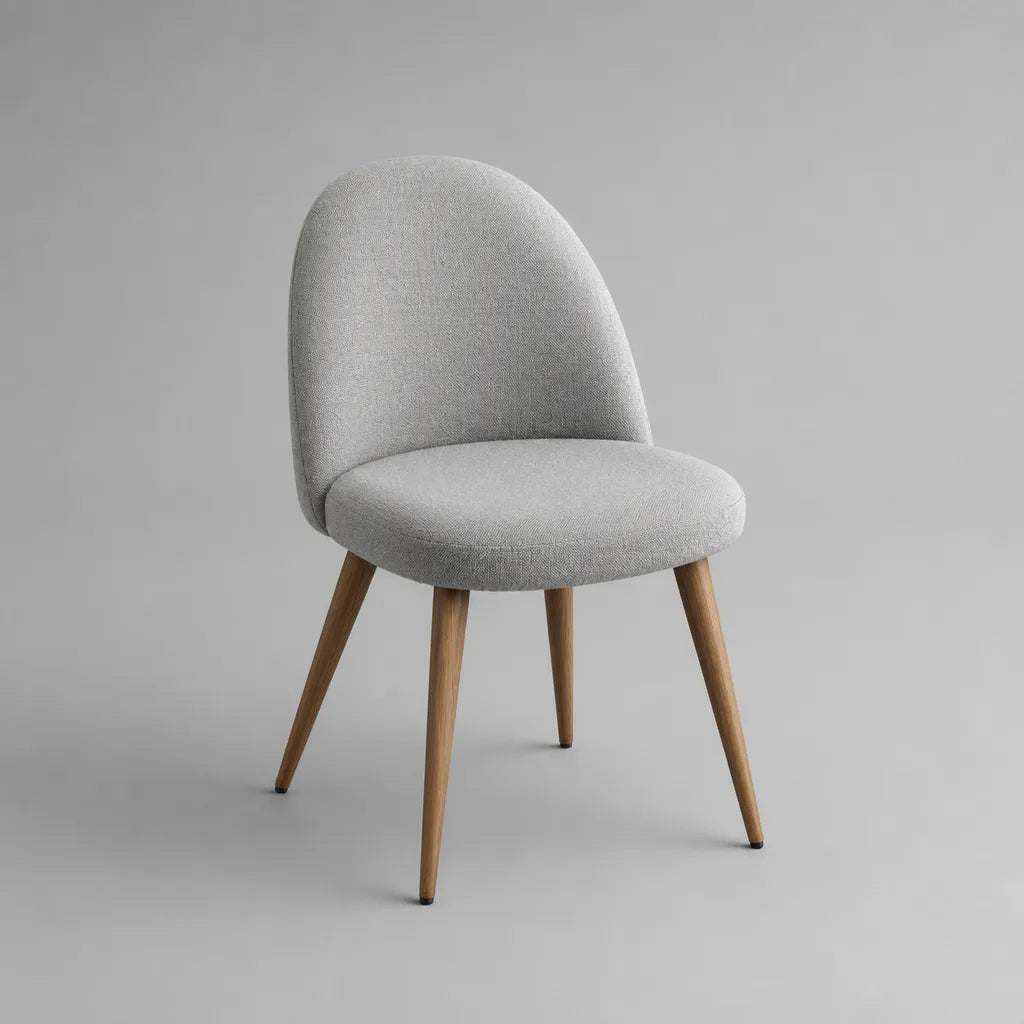 Chaise à manger en tissu polyester et en bois massif, gris clair/nature, 50 × 56 × 82 cm