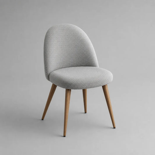 Chaise à manger en tissu polyester et en bois massif, gris clair/nature, 50 × 56 × 82 cm
