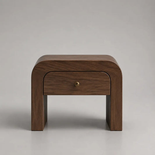 Table de chevet en MDF avec tiroir, brun noyer et en laiton, 50 × 40 × 55 cm