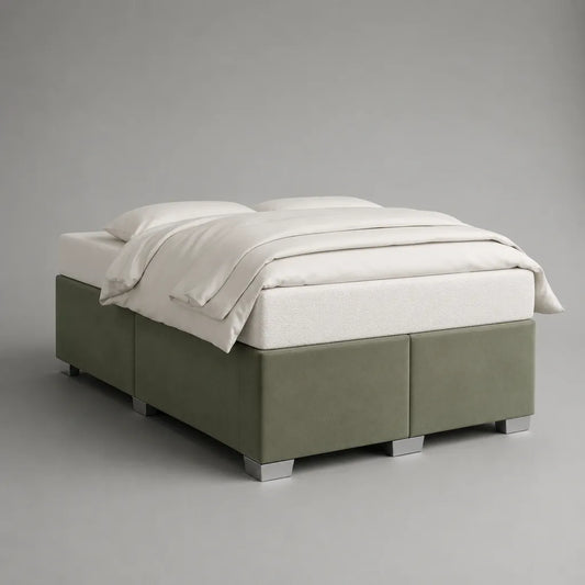 Lit spring sans tête de lit 160 × 200 cm avec matelas à mousse froide, rectangulaire, vert olive