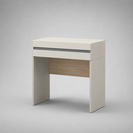 Table console en MDF revêtue de mélamine avec tiroir, blanc/terre nature, 80 × 35 × 90 cm